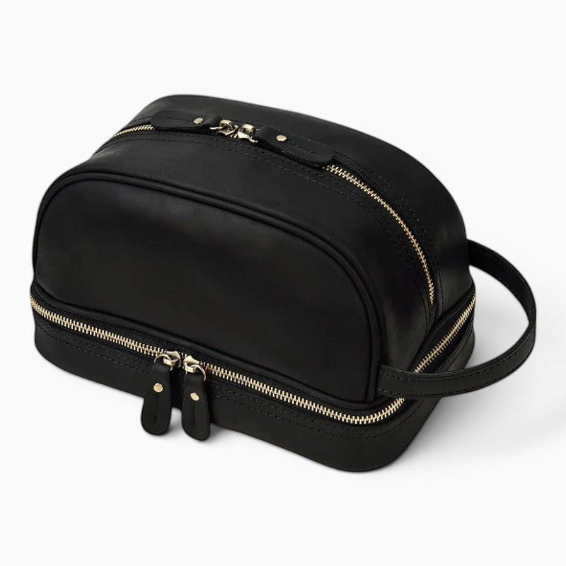 Trousse de Toilette Homme en Cuir Vintage
