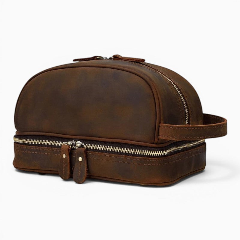 Trousse de Toilette Homme en Cuir Vintage