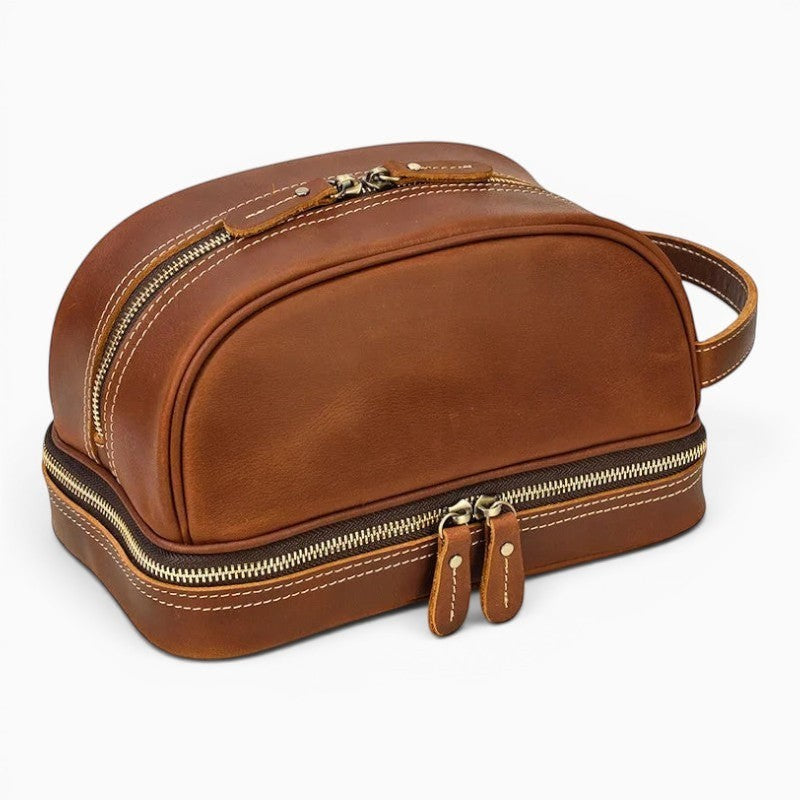 Trousse de Toilette Homme en Cuir Vintage