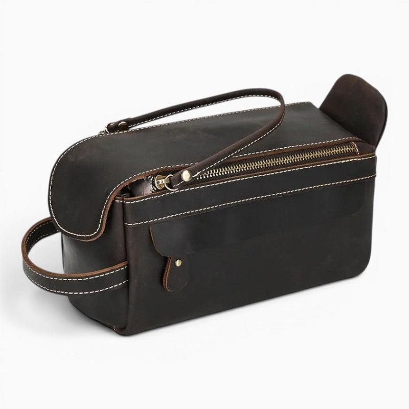 Trousse de Toilette en Cuir Vintage Homme
