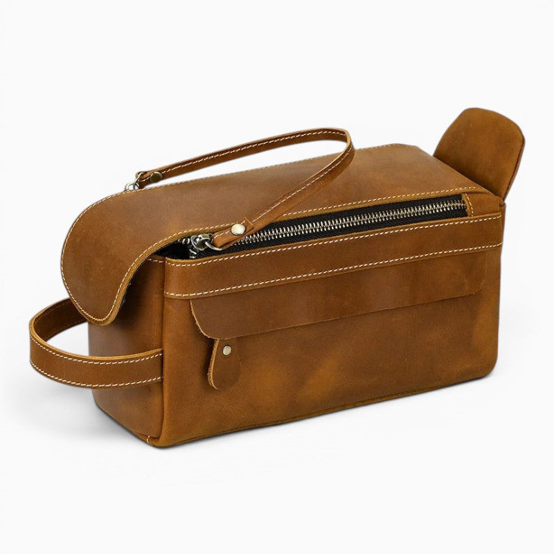 Trousse de Toilette en Cuir Vintage Homme