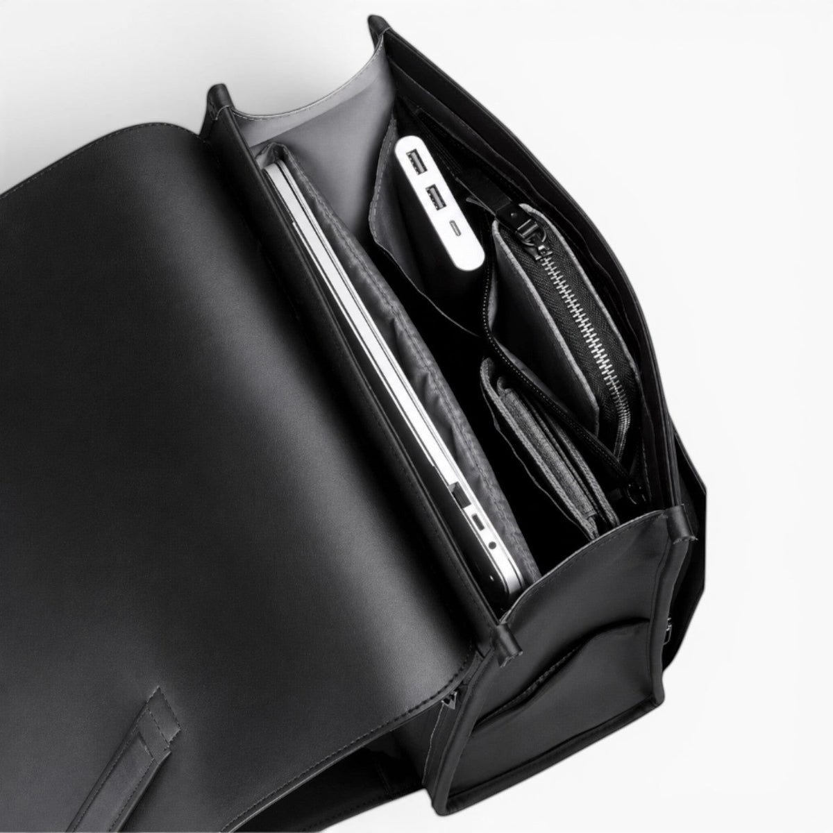 Sac à dos business noir Le Voyage Prestige en cuir PU et Oxford avec compartiment pour ordinateur 15,6 pouces