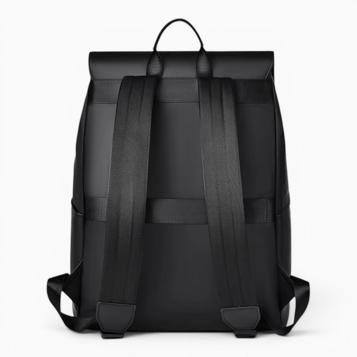Sac à dos décontracté noir Le Voyage Prestige en PVC avec bretelles rembourrées, idéal pour le travail et les voyages.