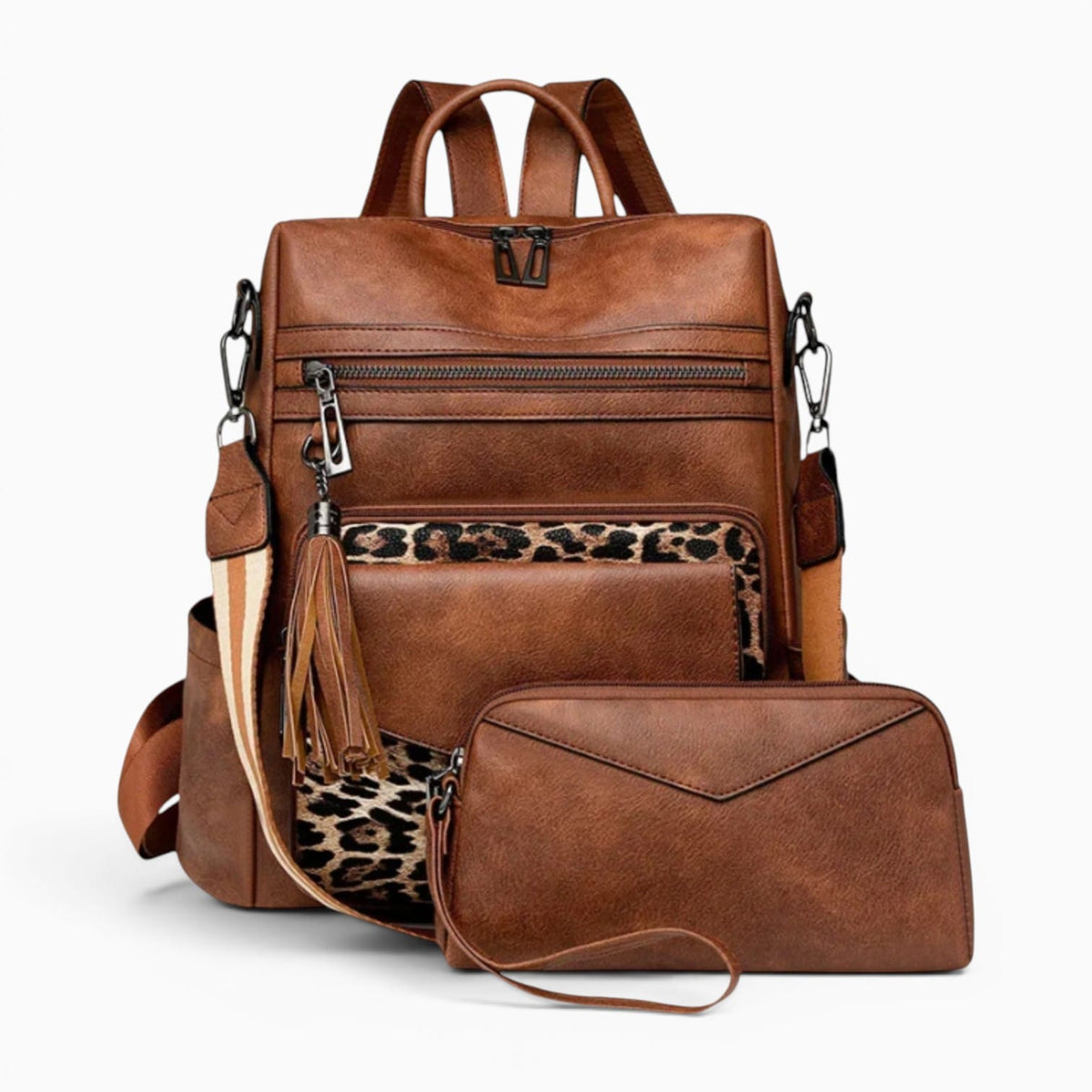 VOYAGE Sac à dos Cuir Femme avec Pochette