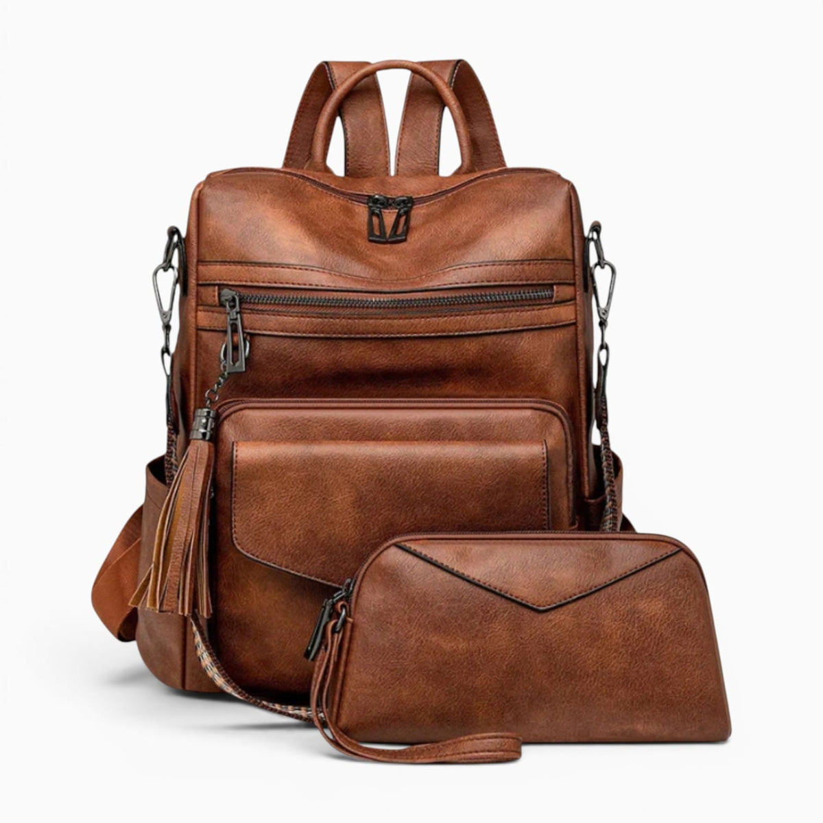 VOYAGE Sac à dos Cuir Femme avec Pochette